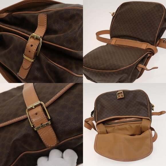 CELINE Macadam Canvas Shoulder Bag Pvc Leather Brown Gold - Picture 11 of 13